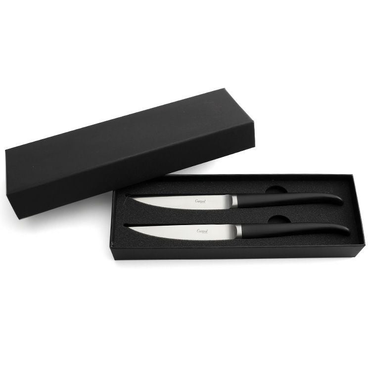 クチポール（Cutipol） リブ/RIB ブラック ステーキナイフ 2点セット 化粧箱付