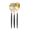 クチポール（Cutipol） ナウ/NAU ブラックトマットゴールド ディナー3点＆カトラリーレスト1点