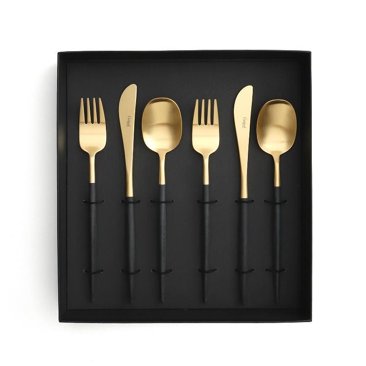 クチポール（Cutipol） ナウ/NAU ブラックマットゴールド ディナー6点セット 化粧箱付