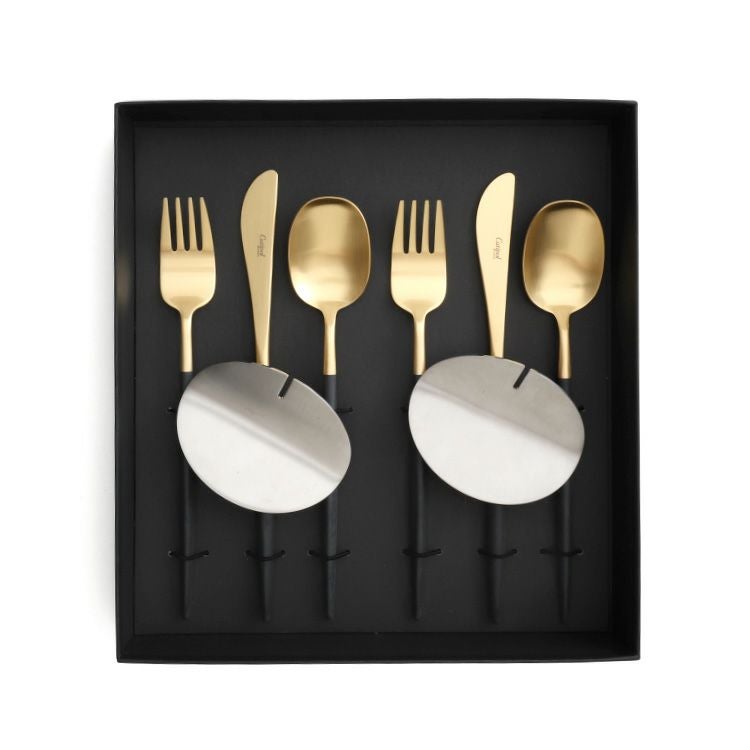 クチポール（Cutipol） ナウ/NAU ブラックマットゴールド ディナー8点セット 化粧箱付