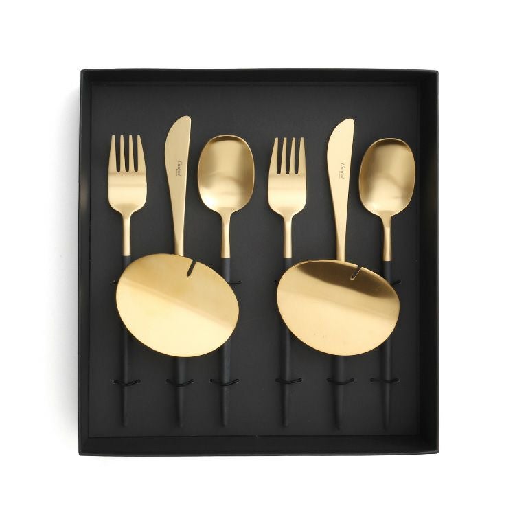 クチポール（Cutipol） ナウ/NAU ブラックマットゴールド ディナー8点セット 化粧箱付