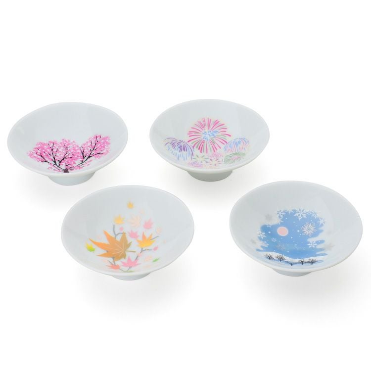 丸モ高木陶器 ホワイト 冷感 平盃 4点セット