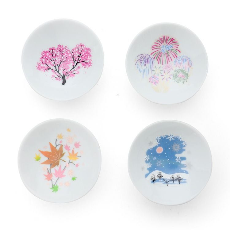 丸モ高木陶器 ホワイト 冷感 平盃 4点セット