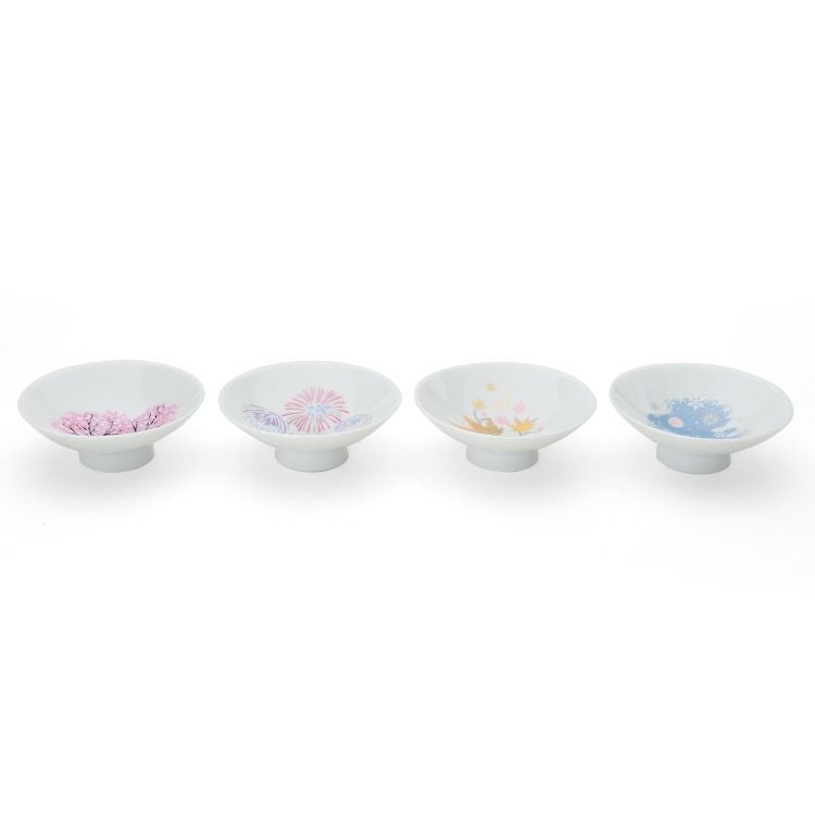 丸モ高木陶器 ホワイト 冷感 平盃 4点セット