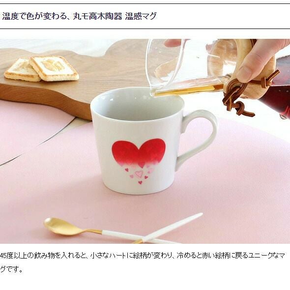 丸モ高木陶器 温感マグカップ ハート