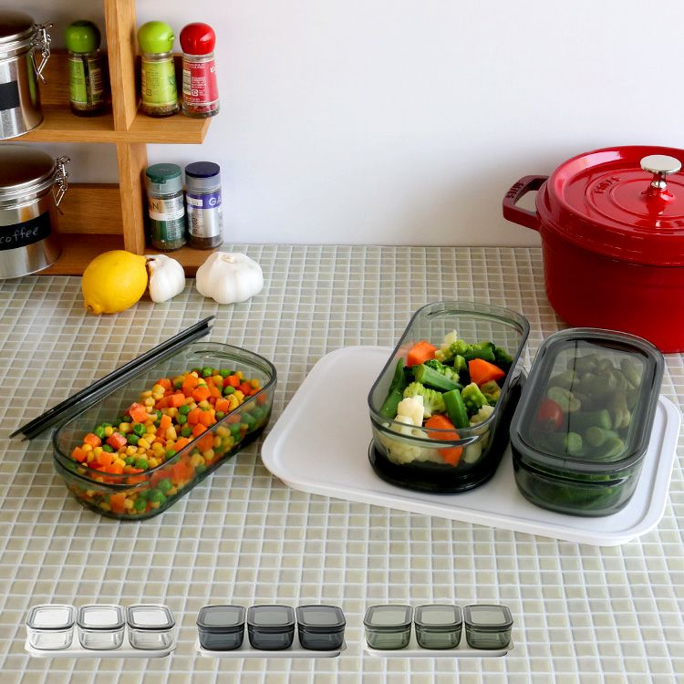 ライクイット（like-it） 調理ができる保存容器 M（3個組）＆トレーL