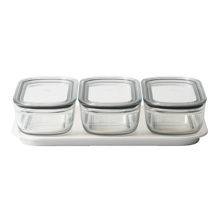 ライクイット（like-it） 調理ができる保存容器 M（3個組）＆トレーL