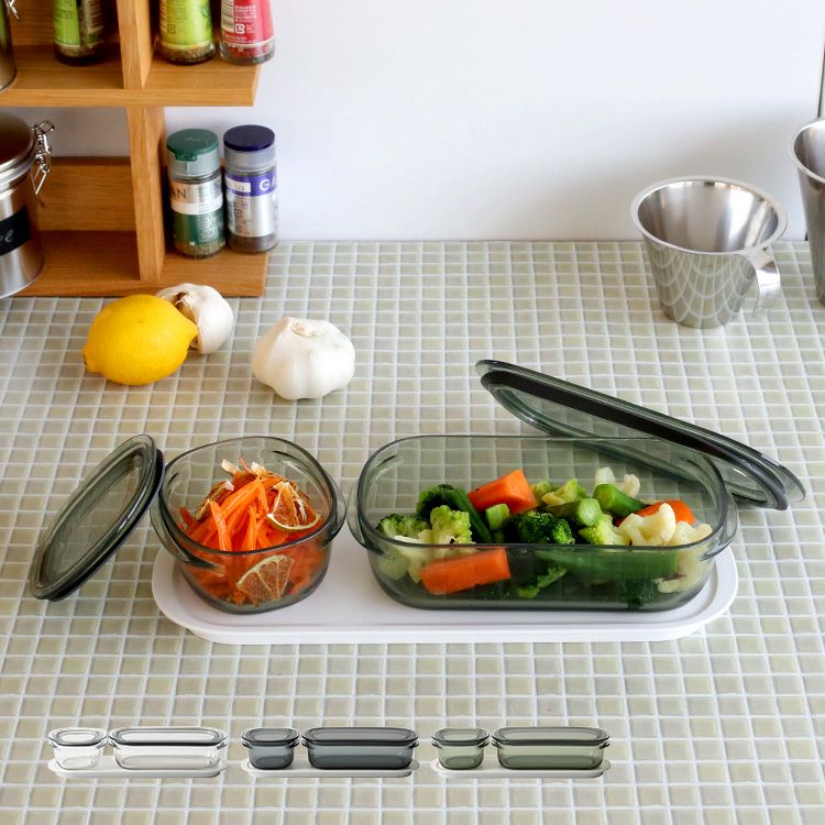 ライクイット（like-it） 調理ができる保存容器 S（1個）＆M（1個）＆トレーM