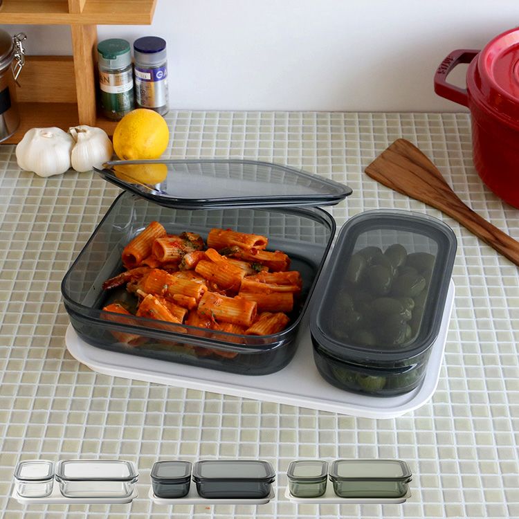 ライクイット（like-it） 調理ができる保存容器 M（1個）＆L（1個）＆トレーL
