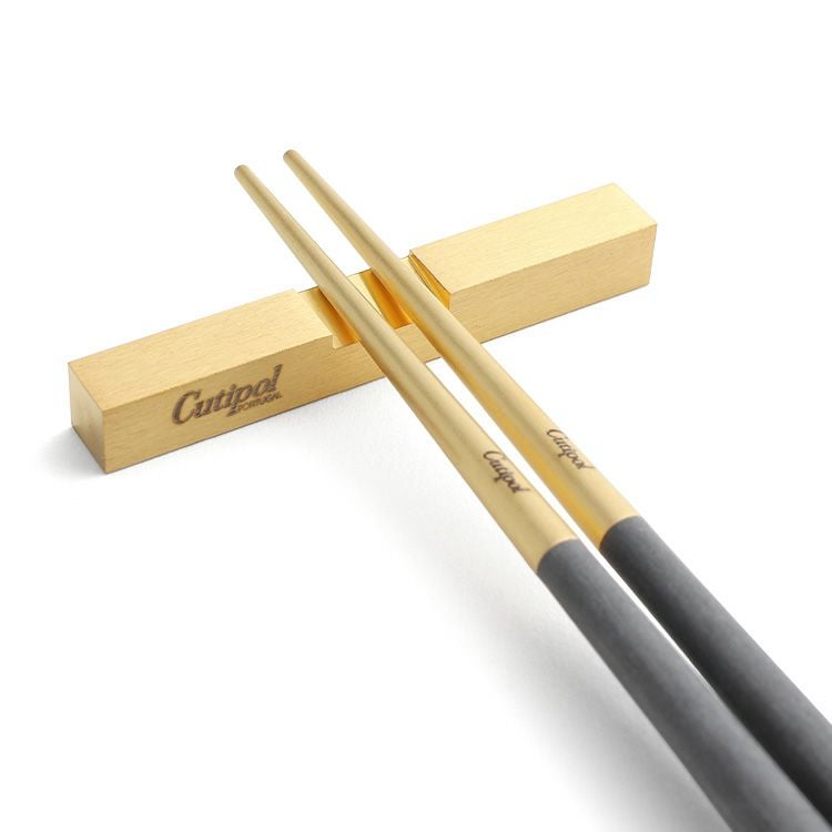 クチポール（Cutipol） クーベ/KUBE グレーマットゴールド 箸 + 箸置きセット