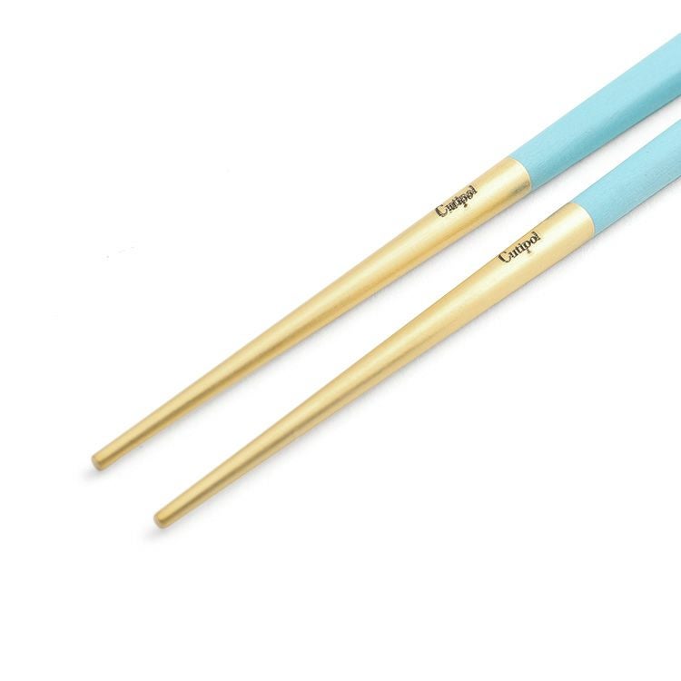 クチポール（Cutipol） クーベ/KUBE ターコイズマットゴールド 箸 + 箸置きセット