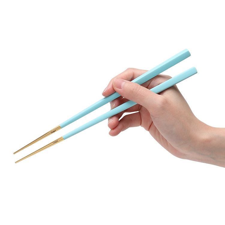 クチポール（Cutipol） クーベ/KUBE ターコイズマットゴールド 箸 + 箸置きセット