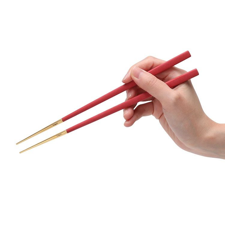 クチポール（Cutipol） クーベ/KUBE レッドマットゴールド 箸 + 箸置きセット