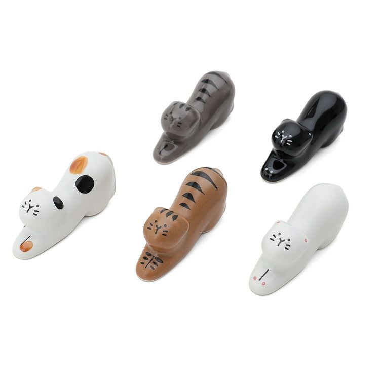 藍花 ねこ箸置 ギフトセット 5個組