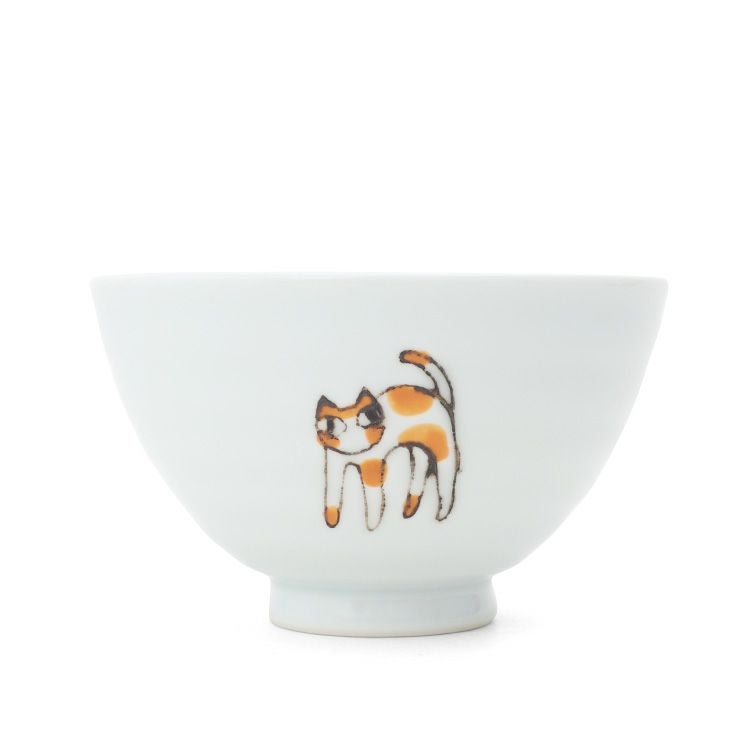 藍花 三猫さんぽ 飯碗 茶碗