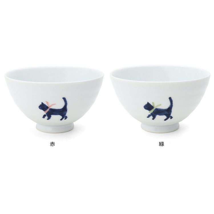 藍花 気まま猫 飯碗 茶碗
