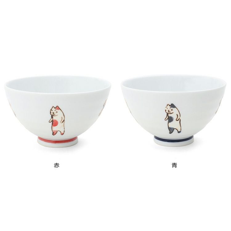 藍花 たち猫 飯碗 茶碗