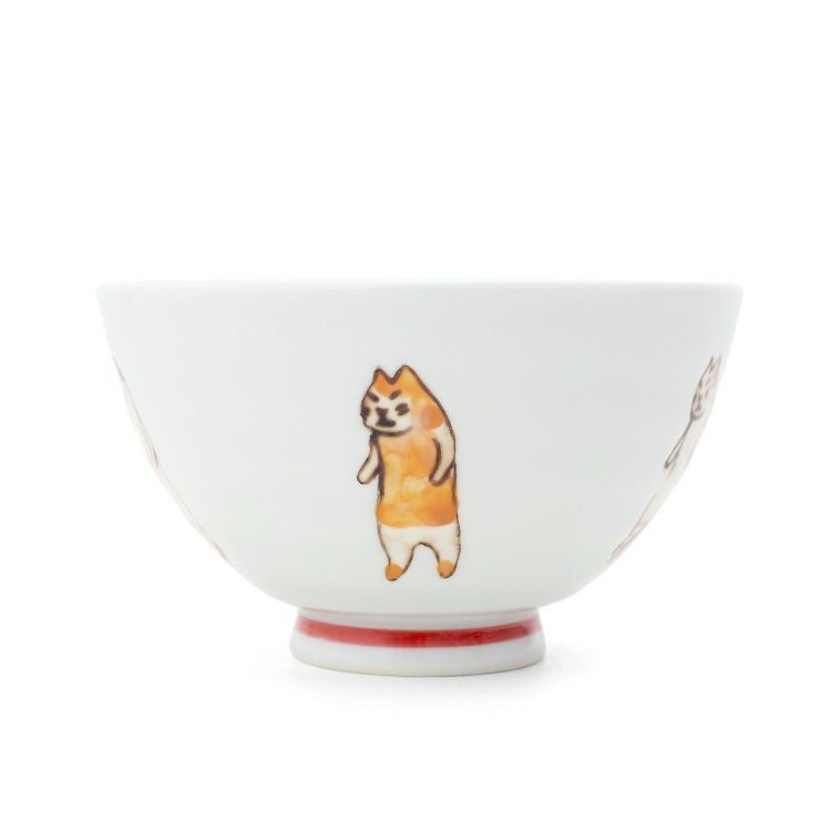 藍花 たち猫 飯碗 茶碗