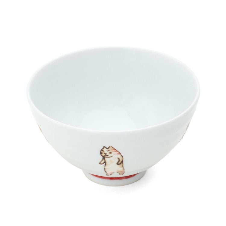 藍花 たち猫 飯碗 茶碗